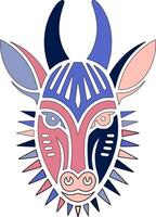 Ancient Stylized Tribal Duiker Face Design vector