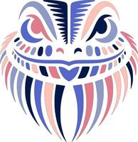 Ancient Tribal Frilled Lizard Face Design vector