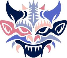 Royal Tribal Thorny Devil Face Design vector