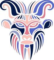 Mystical Stylized Tribal Serow Face Design vector