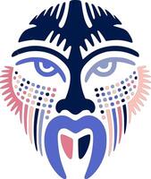 Mystical Stylized Tribal Goral Face Design vector