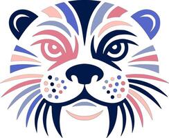 Stylized Tribal Otter Face Design vector