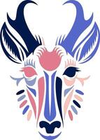 Ancient Stylized Tribal Pronghorn Face Design vector
