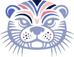 Ancient Stylized Tribal Otter Face Design vector