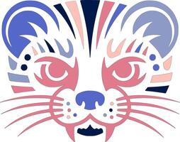 Sacred Stylized Tribal Weasel Face Design vector