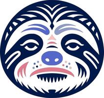 Ancient Stylized Tribal Sloth Face Design vector