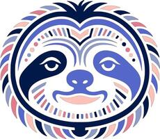Iconic Stylized Tribal Sloth Face Design vector
