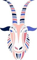 Ancient Tribal Scimitar Oryx Face Design vector