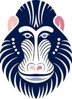 Mystical Stylized Tribal Mandrill Face Design vector