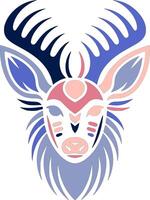 Iconic Tribal Mule Deer Face Design vector