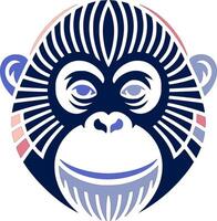 Ancient Stylized Tribal Orangutan Face Design vector