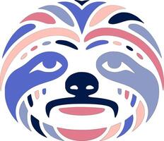 Mystical Stylized Tribal Sloth Face Design vector