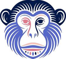 Ancient Tribal Proboscis Monkey Face Design vector