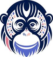 Mystical Stylized Tribal Orangutan Face Design vector