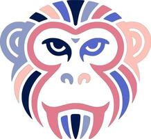 Iconic Tribal Proboscis Monkey Face Design vector