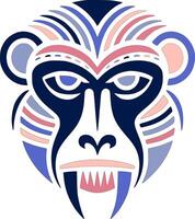 Mystical Stylized Tribal Baboon Face Design vector