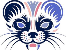 Elegant Stylized Tribal Weasel Face Design vector