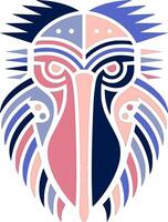 Ancient Stylized Tribal Shoebill Face Design vector
