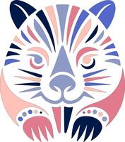 Iconic Stylized Tribal Wombat Face Design vector