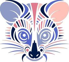 Ancient Tribal Ringtail Possum Face Design vector