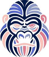 Ancient Stylized Tribal Gorilla Face Design vector