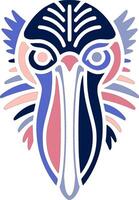 Mystical Stylized Tribal Shoebill Face Design vector