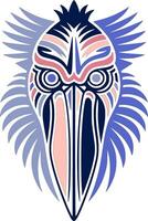 Iconic Stylized Tribal Shoebill Face Design vector