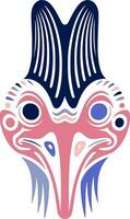 Mystical Stylized Tribal Cassowary Face Design vector