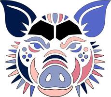Mystical Tribal Wild Pig Face Design vector