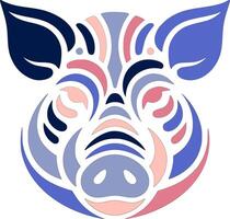 Ancient Tribal Wild Pig Face Design vector