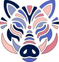 Mystical Stylized Tribal Boar Face Design vector