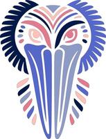 Ancient Stylized Tribal Pelican Face Design vector