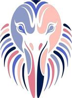 Ancient Stylized Tribal Flamingo Face Design vector