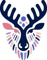 Mystical Stylized Tribal Reindeer Face Design vector