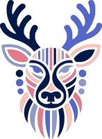 Ancient Stylized Tribal Reindeer Face Design vector