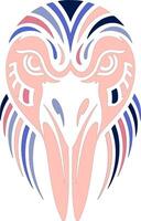 Mystical Stylized Tribal Flamingo Face Design vector
