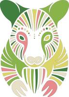 Tribal Tree Kangaroo Face Design vector