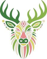 Ancient Stylized Tribal Elk Face Design vector