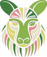 Ancient Tribal Tree Kangaroo Face Design vector
