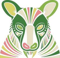 Mystical Tribal Tree Kangaroo Face Design vector