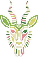 Mystical Stylized Tribal Antelope Face Design vector