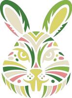 Mystical Tribal Brush Rabbit Face Design vector