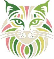 Ancient Stylized Tribal Wildcat Face Design vector