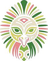 Ancient Stylized Tribal Peacock Face Design vector