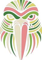 Ancient Stylized Tribal Hornbill Face Design vector