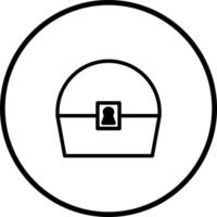 Stylized treasure chest illustration showcasing a closed box with keyhole in a circular frame vector