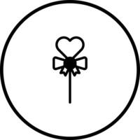 Stylized heart lollipop with bow in a circular frame offers a simple and elegant design vector