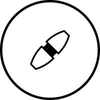 Stylized connection symbol featuring two tapered shapes linked by a rectangular section within a circular boundary vector