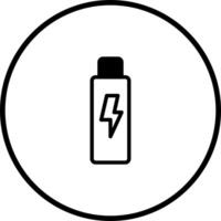 Stylized black and white icon illustration a portable battery charger within a circular border design symbol vector