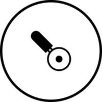 Simple illustration of pizza cutter tool icon in circle frame represents cooking and culinary experience or kitchen supplies vector